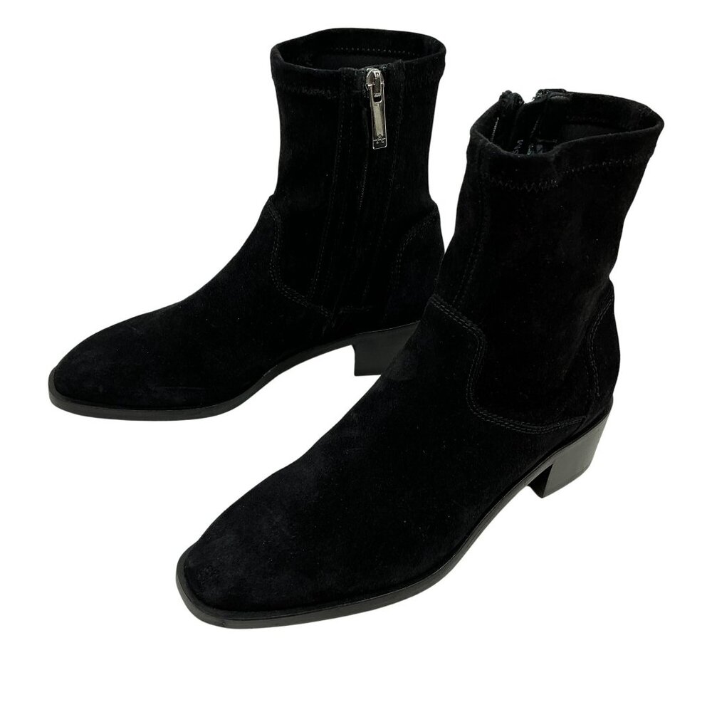 Aquatalia Reeta Suede Square Toe Side Zip Ankle Booties Womens 5 Made In Italy N